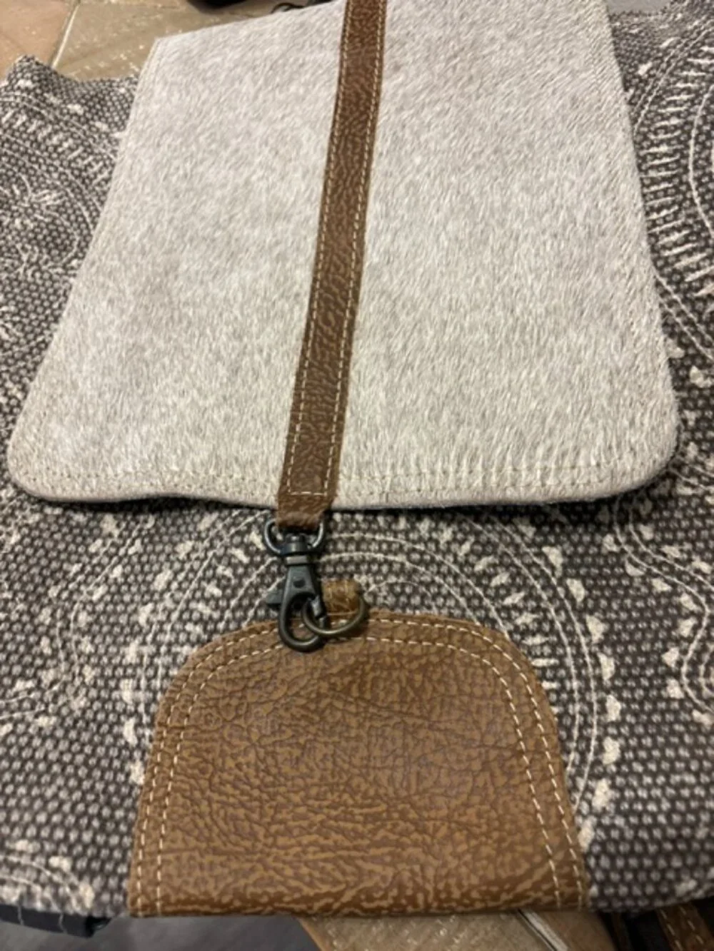 NEW Myra Stygian Backpack Bag Gray Brown Hairon Leather Western